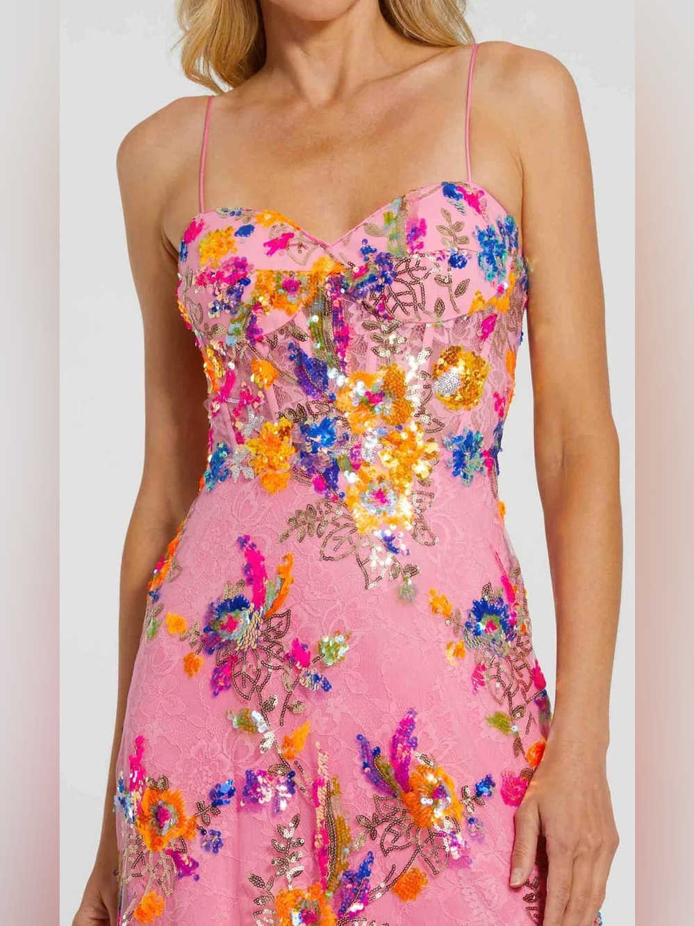 BRAND NEW- Mac Duggal Pink Floral Sequin Evening Gown sz 8 - Picture 4 of 12